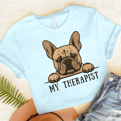 Printify T-Shirt Heather Ice Blue / S Fawn French Bulldog My Therapist TShirt