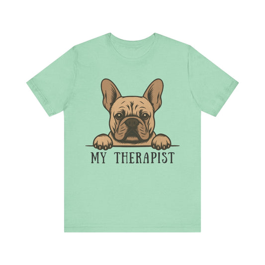 Printify T-Shirt Fawn French Bulldog My Therapist TShirt