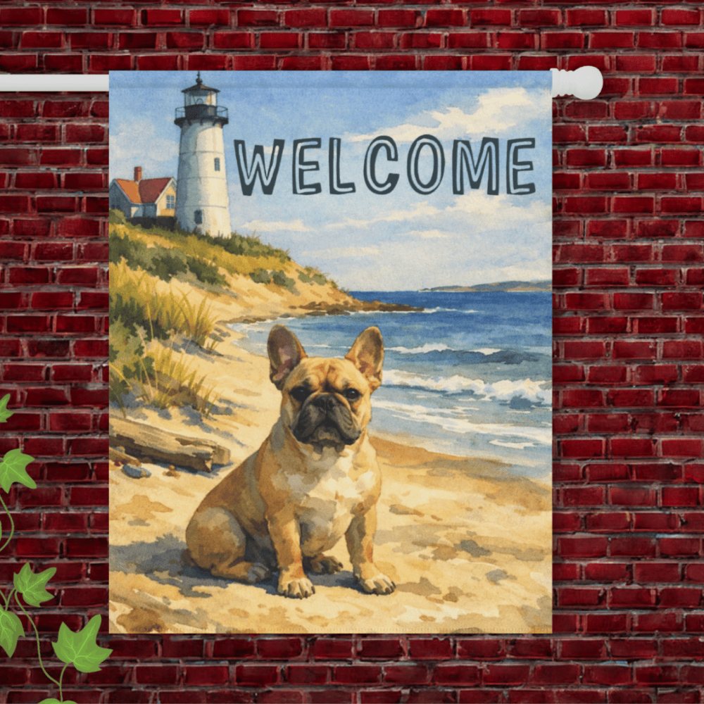 Fawn French Bulldog Nautical Beach Garden Flag 24.5'' × 32''