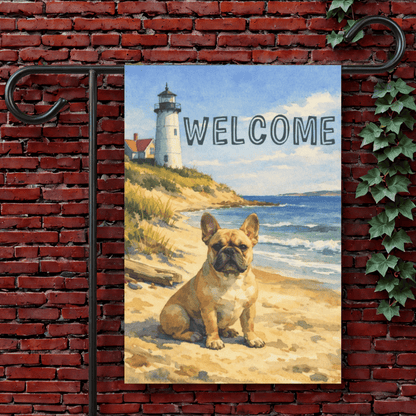 Fawn French Bulldog Nautical Beach Garden Flag 12'' × 18''