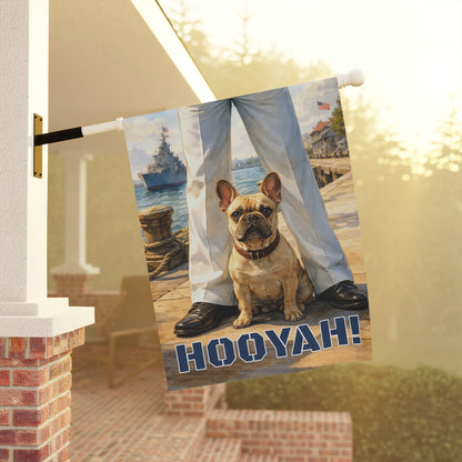 Fawn French Bulldog Naval Nautical Military Sailor Garden Flag