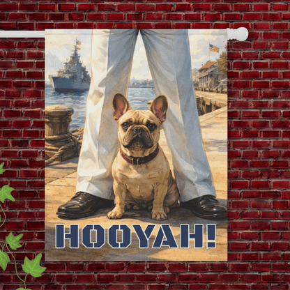 Fawn French Bulldog Naval Nautical Military Sailor Garden Flag 24.5'' × 32''