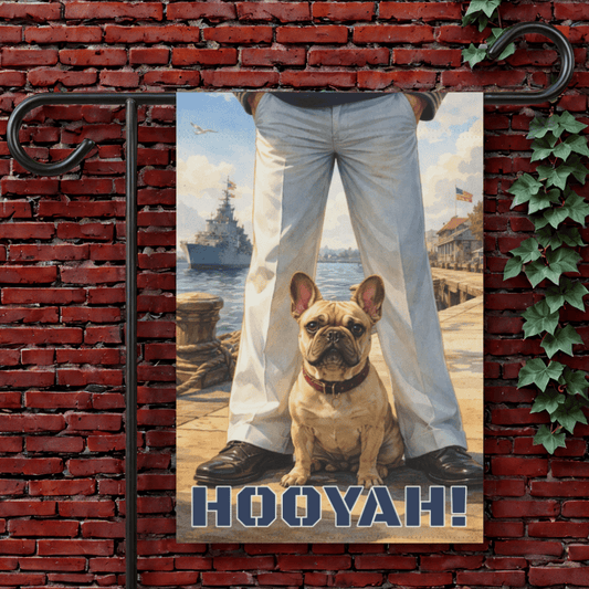 Fawn French Bulldog Naval Nautical Military Sailor Garden Flag 12'' × 18''