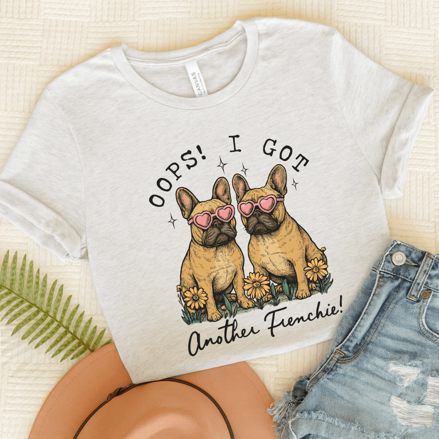 Fawn French Bulldog Oops TShirt Ash