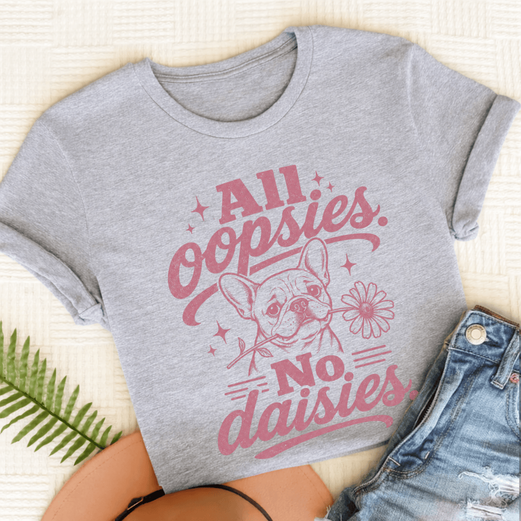 Fawn French Bulldog Oopsie Daisies Unisex TShirt Sport Grey