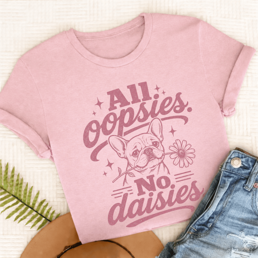 Fawn French Bulldog Oopsie Daisies Unisex TShirt Comfort Colors Blossom