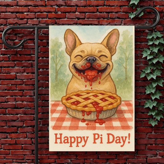 Fawn French Bulldog Pi Day Garden Flag 12'' × 18''