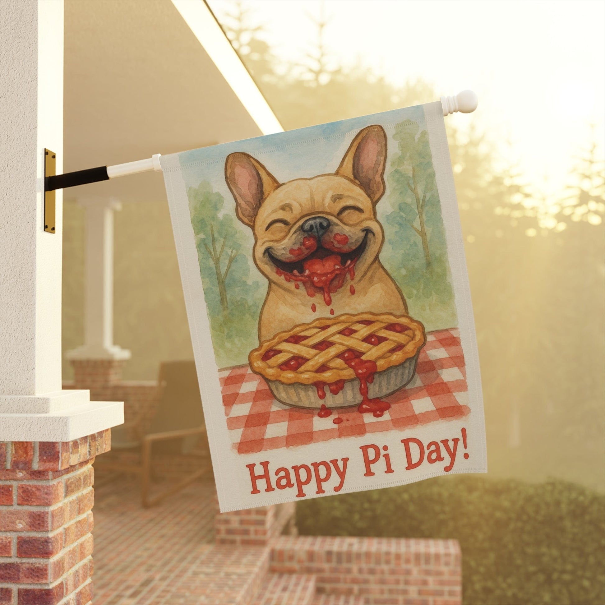 Fawn French Bulldog Pi Day Garden Flag