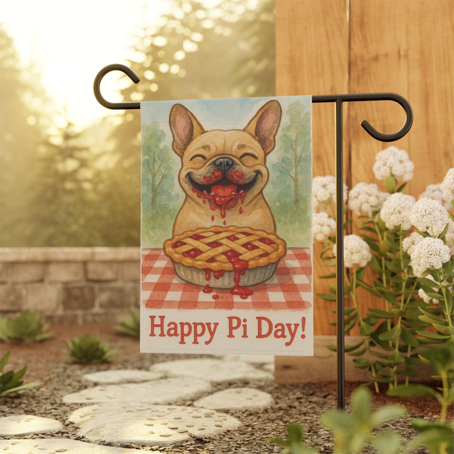 Fawn French Bulldog Pi Day Garden Flag
