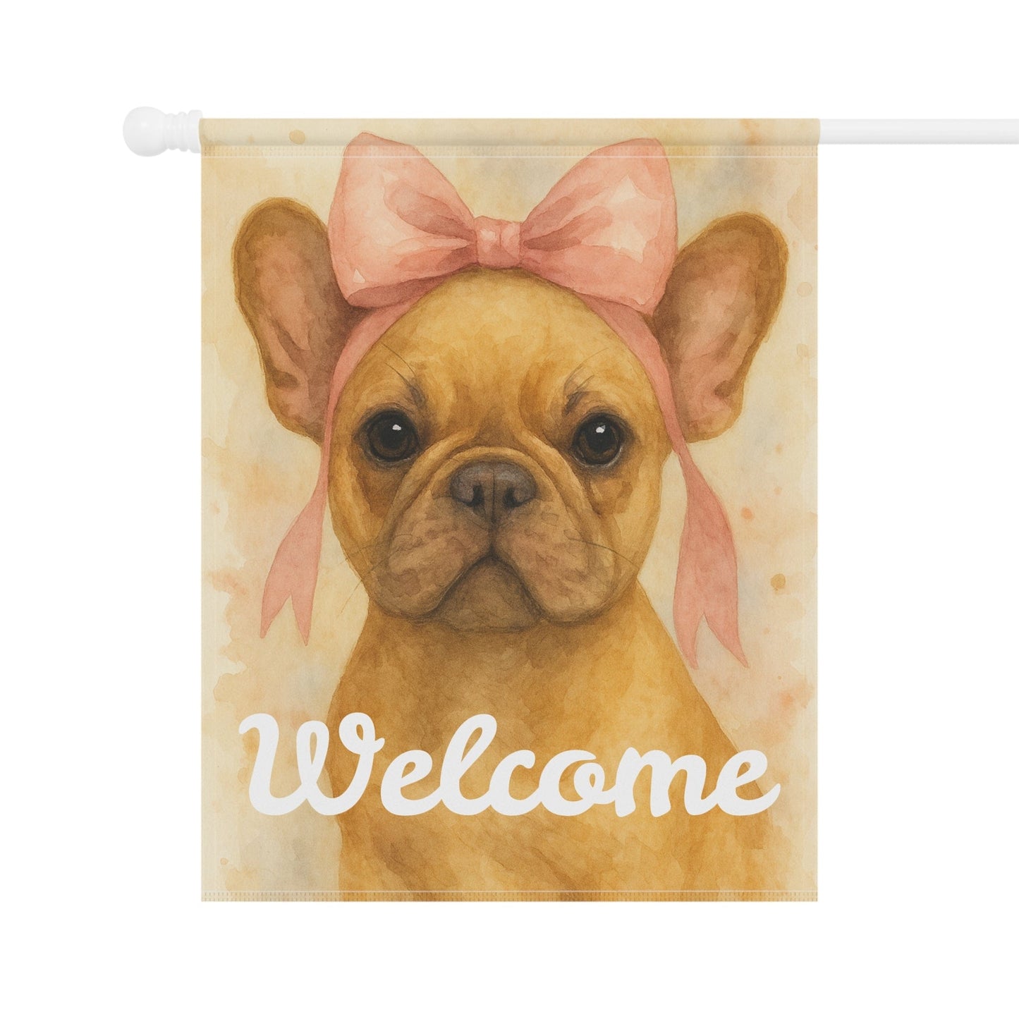 Fawn French Bulldog Pink Coquette Garden Flag