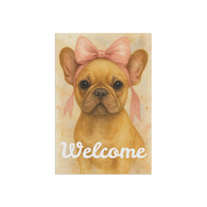 Fawn French Bulldog Pink Coquette Garden Flag