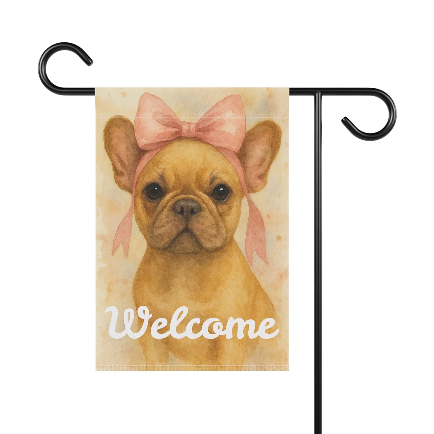 Fawn French Bulldog Pink Coquette Garden Flag