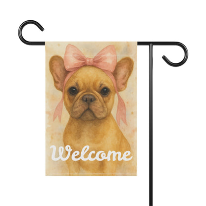 Fawn French Bulldog Pink Coquette Garden Flag