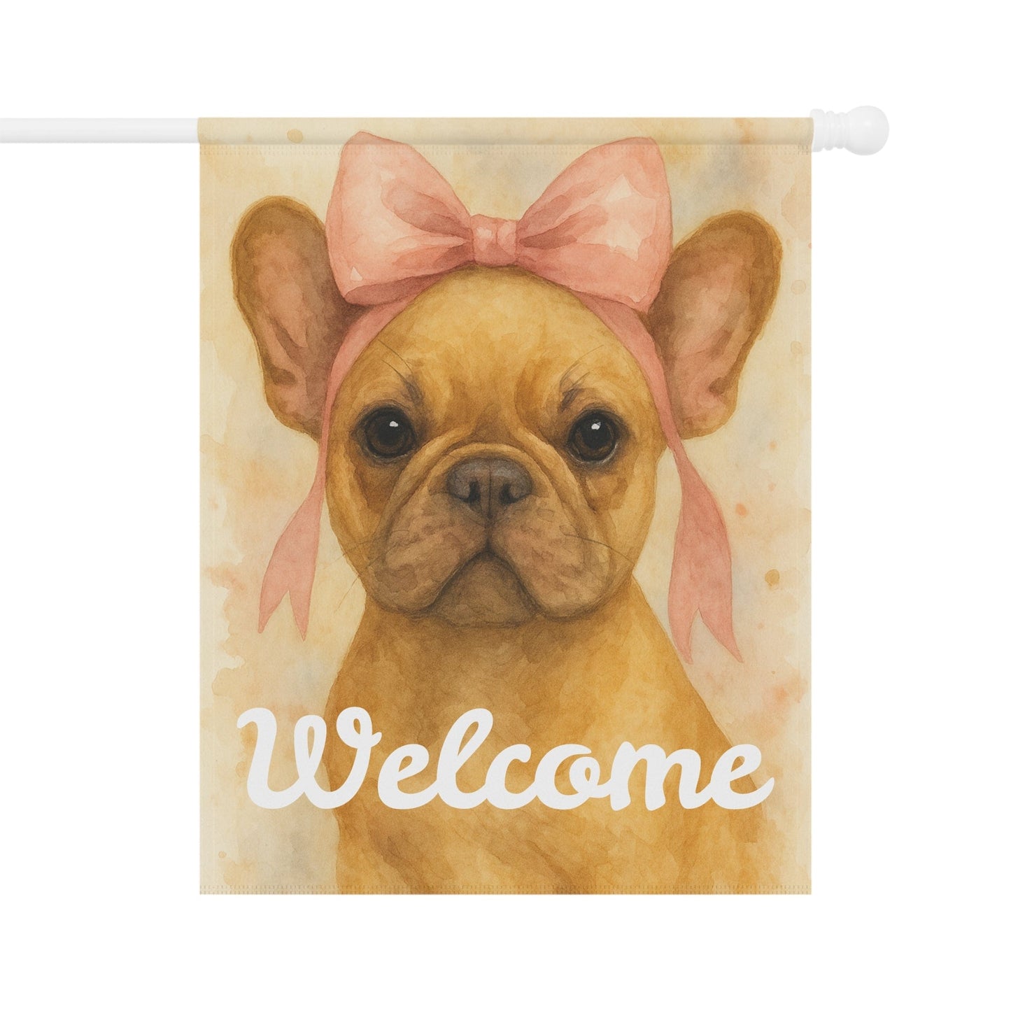 Fawn French Bulldog Pink Coquette Garden Flag