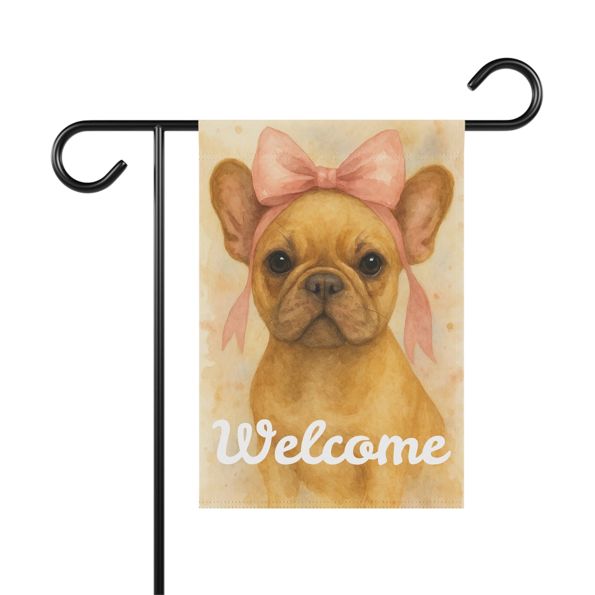 Fawn French Bulldog Pink Coquette Garden Flag