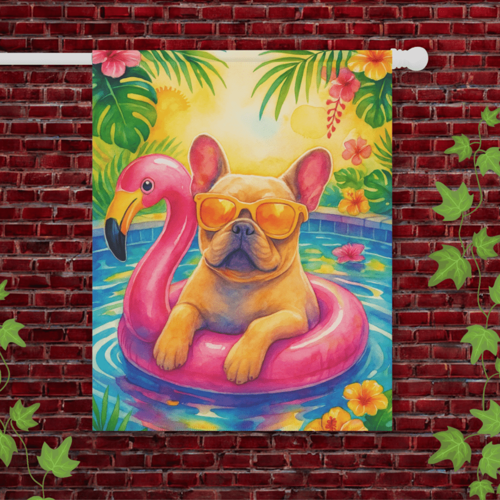 Fawn French Bulldog Pool Garden Flag 24.5'' × 32''