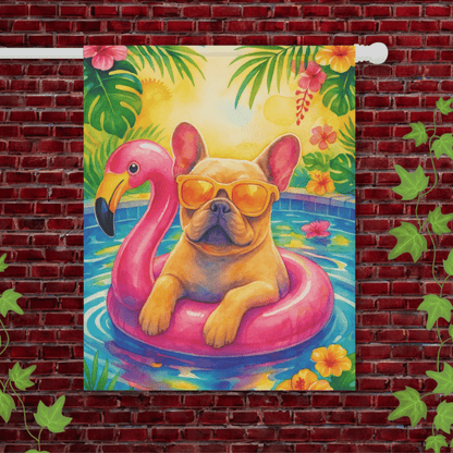 Fawn French Bulldog Pool Garden Flag 24.5'' × 32''