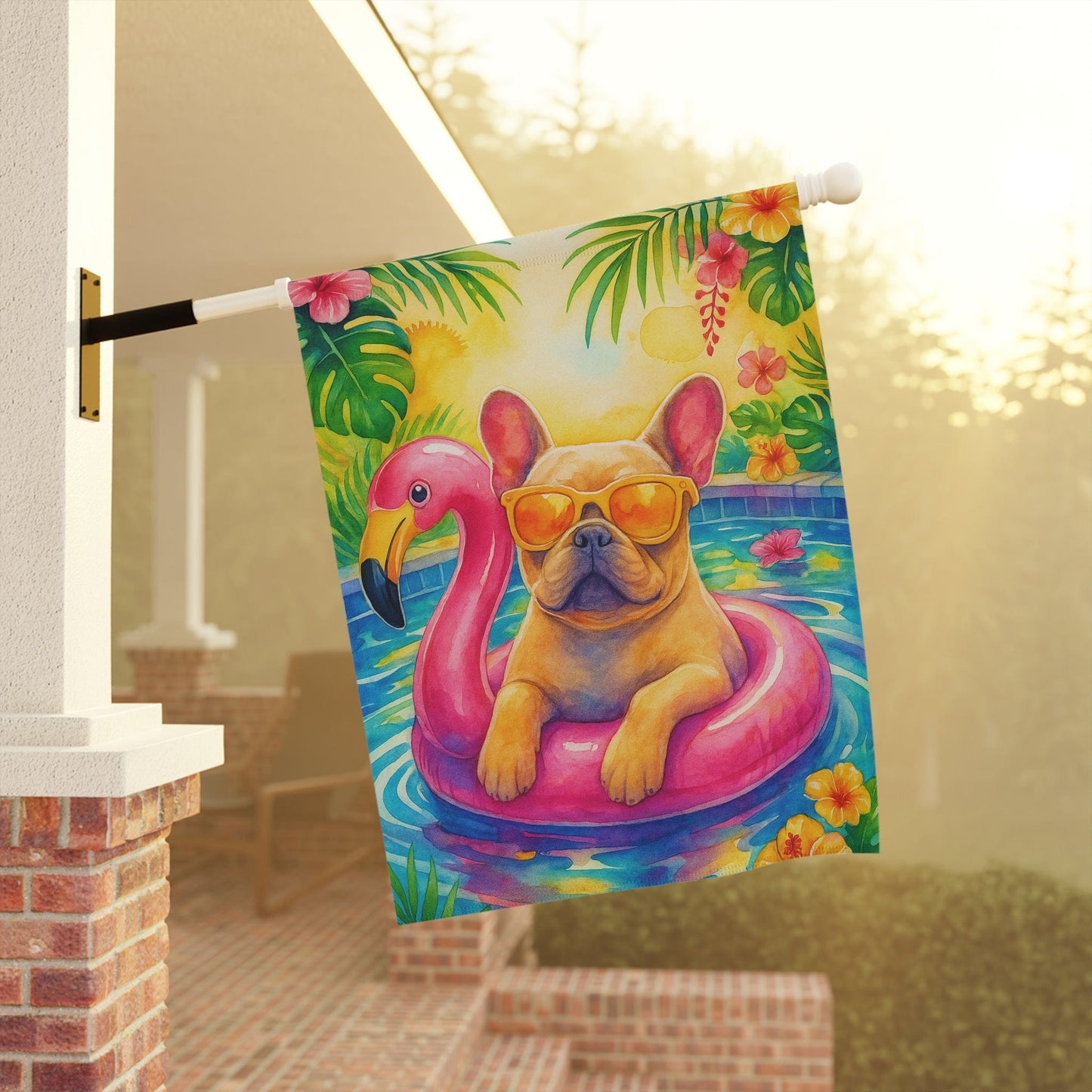 Fawn French Bulldog Pool Garden Flag