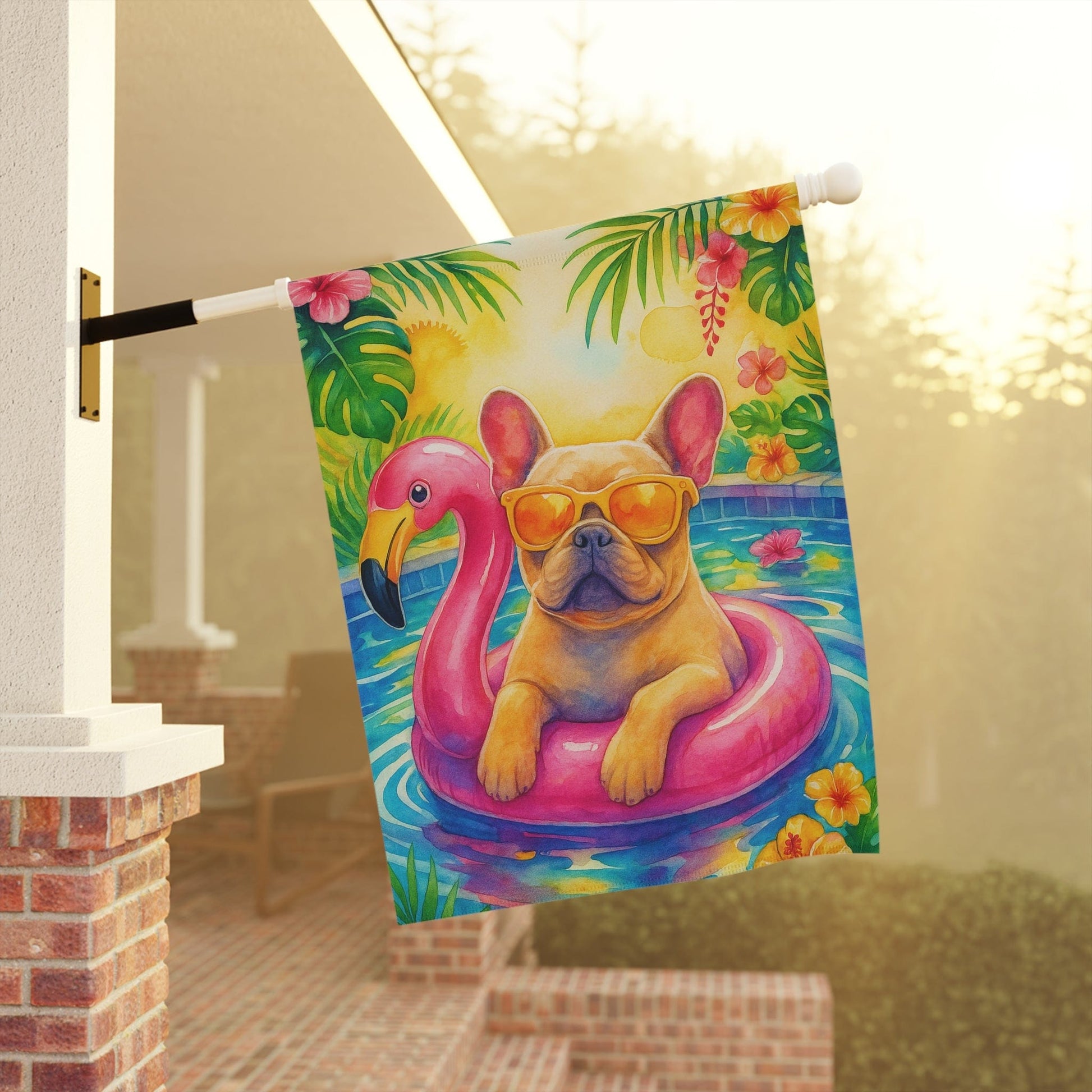 Fawn French Bulldog Pool Garden Flag