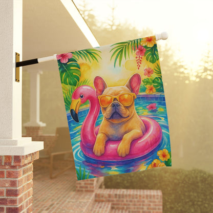 Fawn French Bulldog Pool Garden Flag