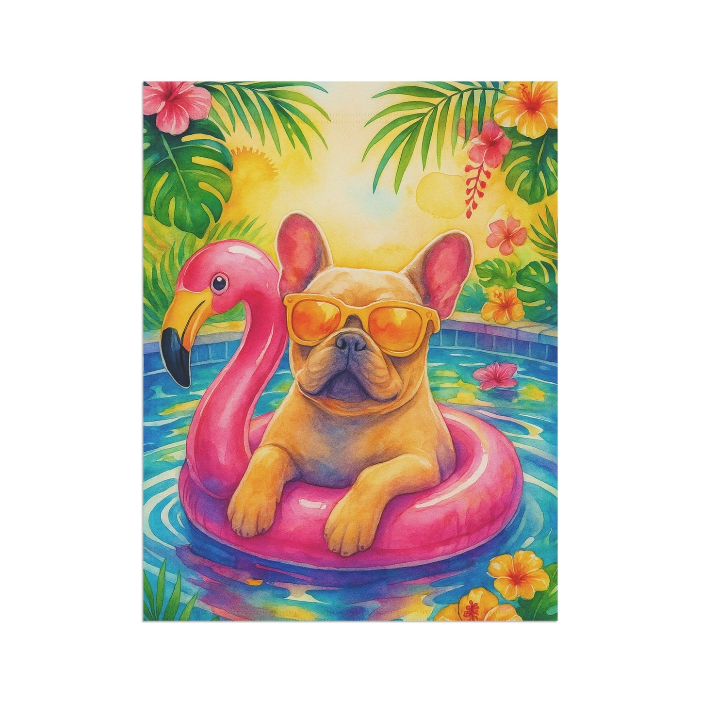 Fawn French Bulldog Pool Garden Flag