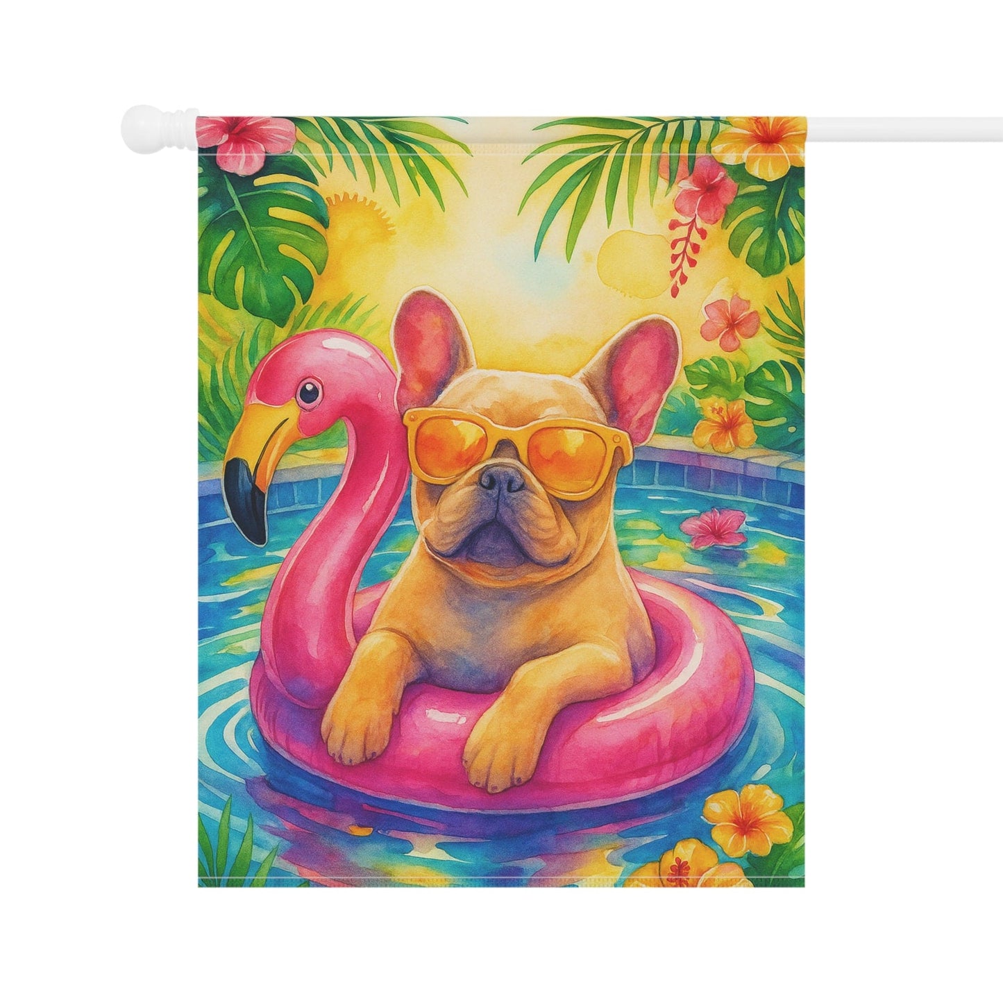 Fawn French Bulldog Pool Garden Flag