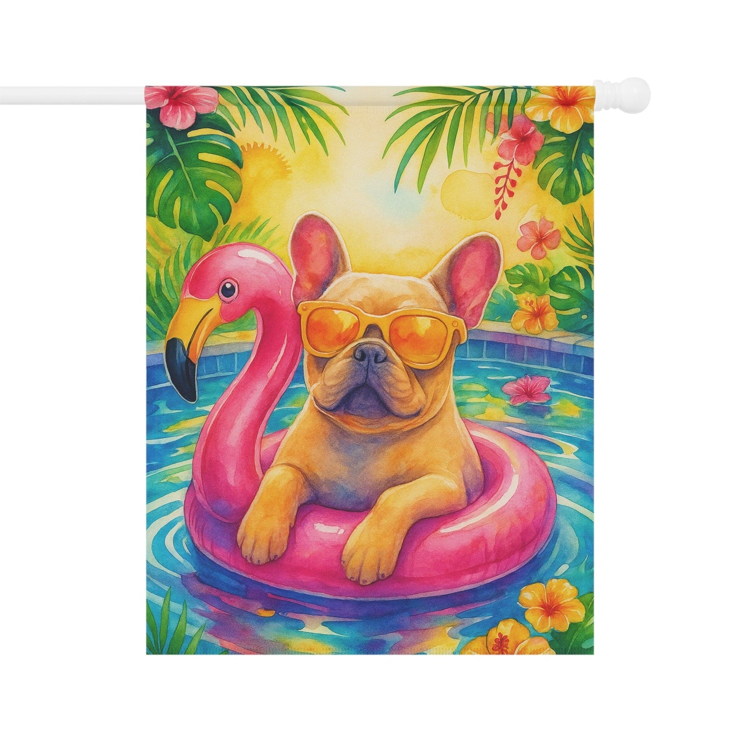 Fawn French Bulldog Pool Garden Flag