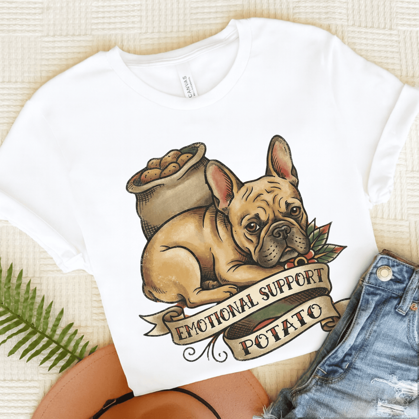 Fawn French Bulldog Potato Unisex TShirt White