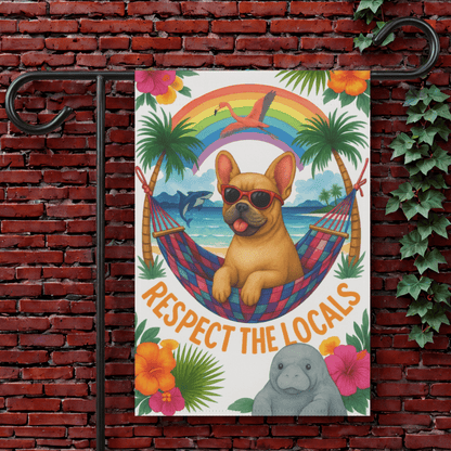 Fawn French Bulldog Protect Locals Garden Flag 12'' × 18''