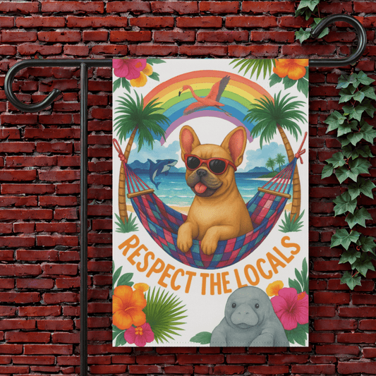 Fawn French Bulldog Protect Locals Garden Flag 12'' × 18''