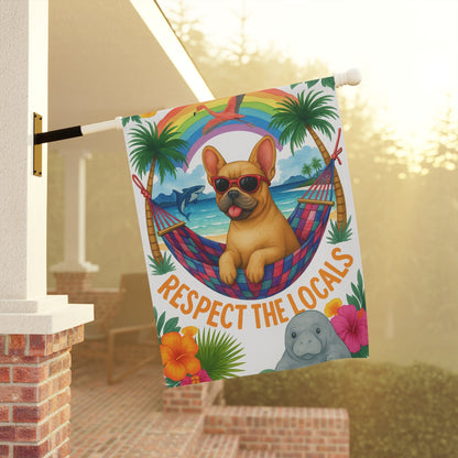 Fawn French Bulldog Protect Locals Garden Flag