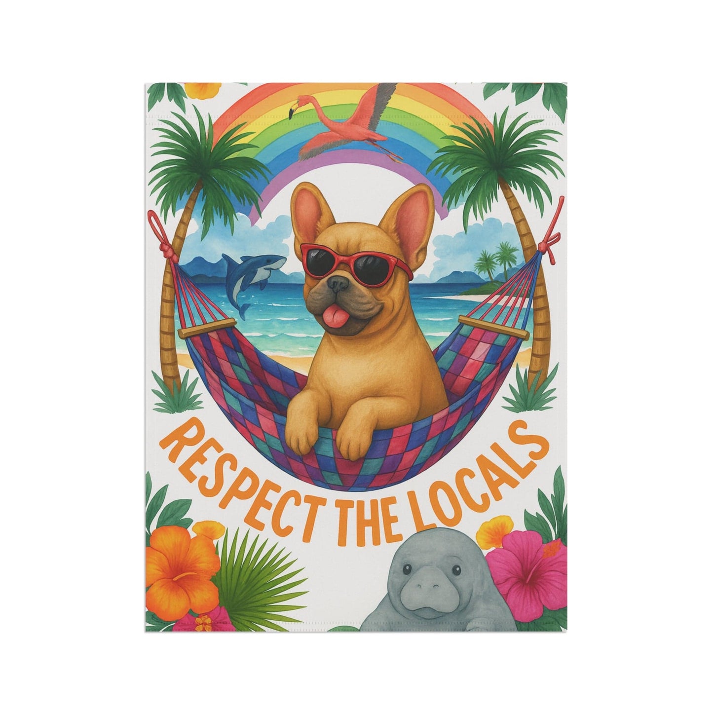 Fawn French Bulldog Protect Locals Garden Flag