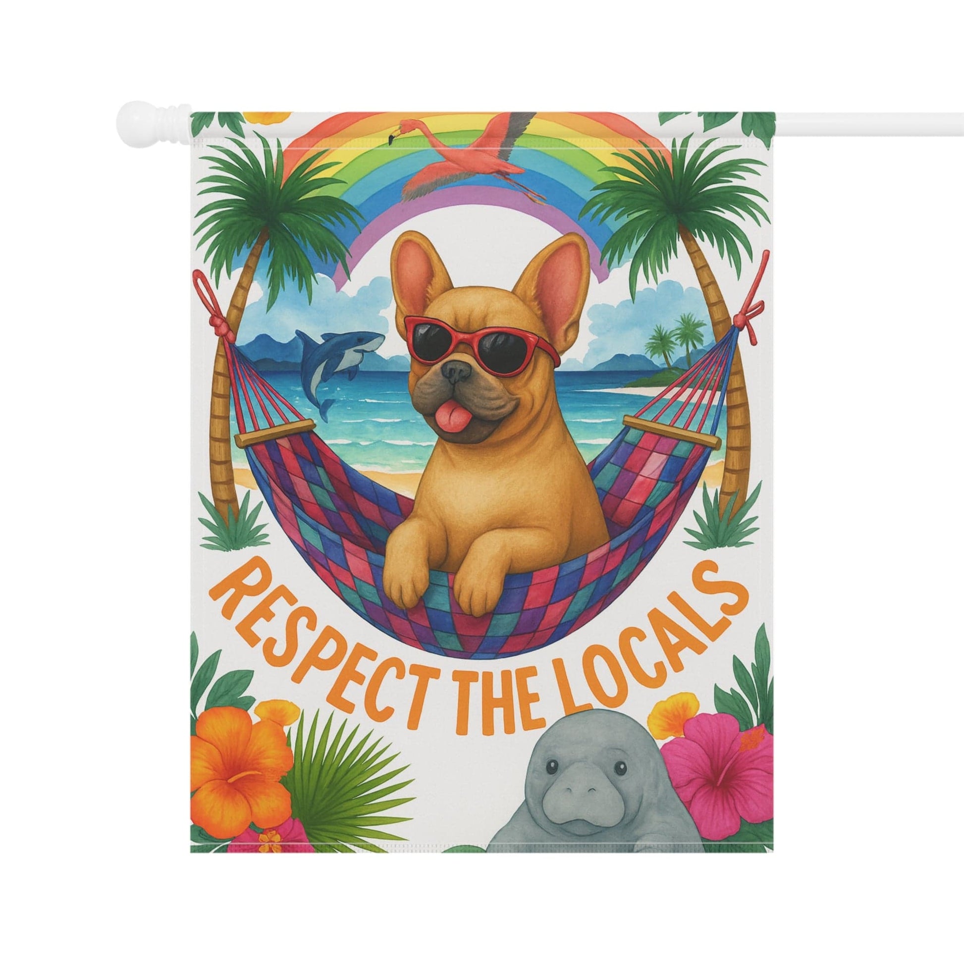 Fawn French Bulldog Protect Locals Garden Flag