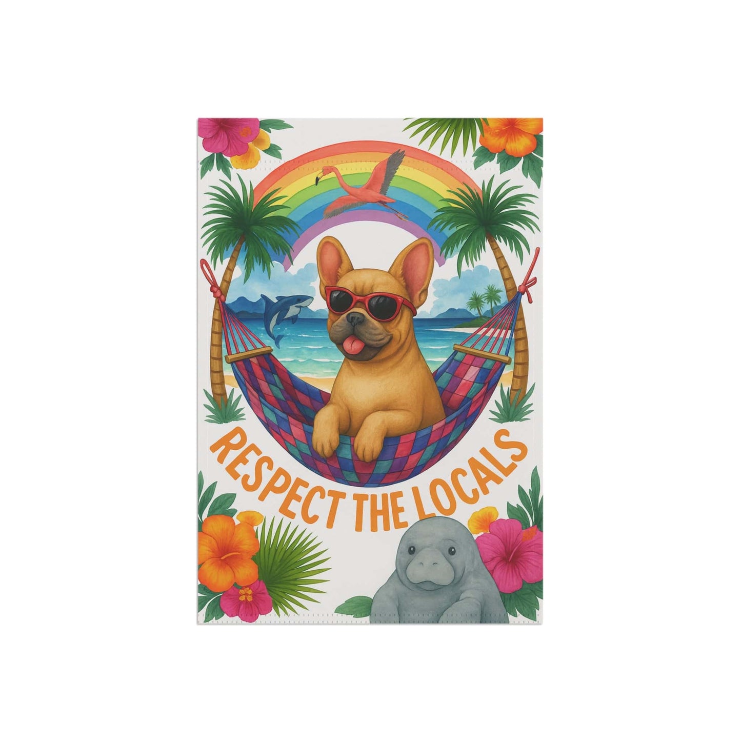 Fawn French Bulldog Protect Locals Garden Flag