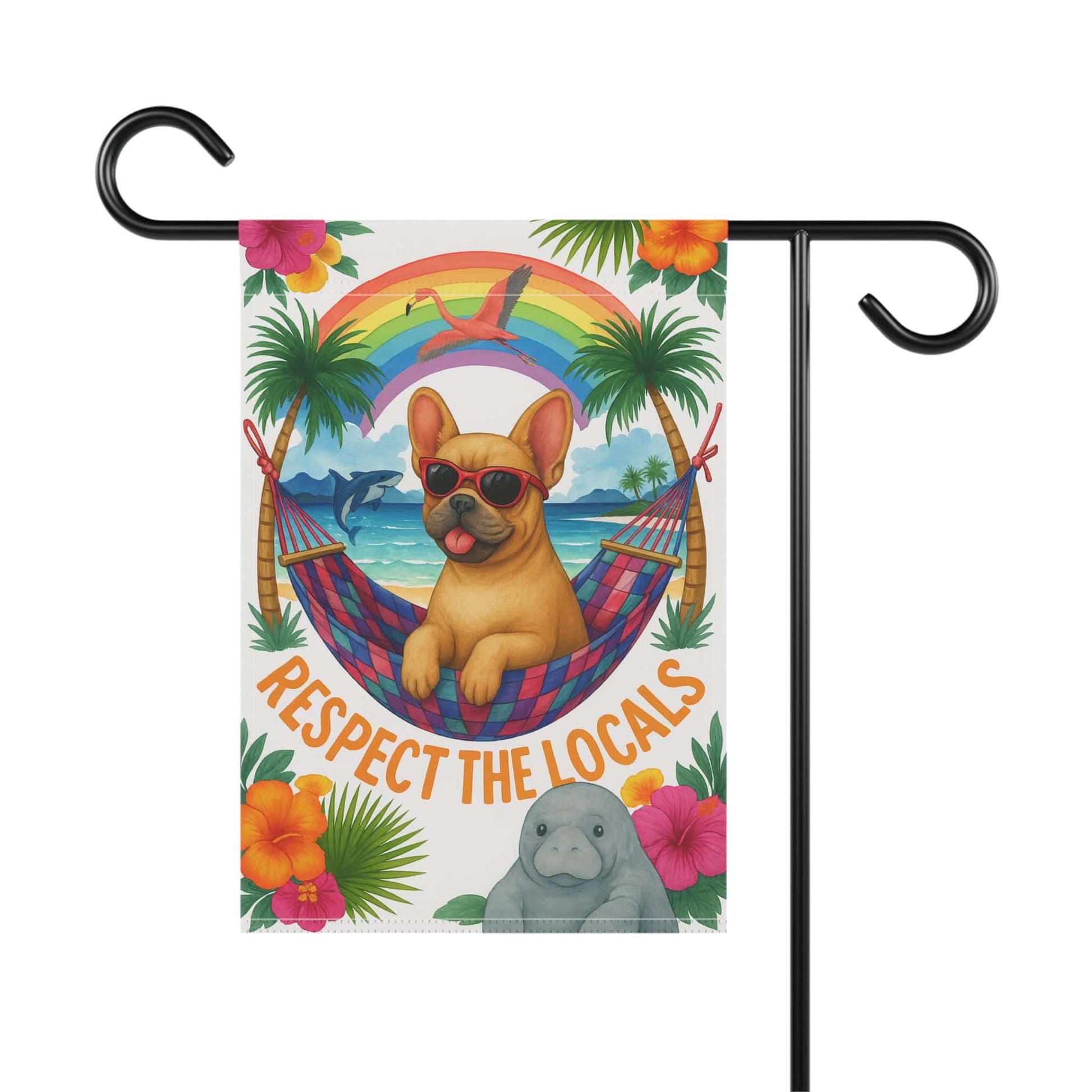 Fawn French Bulldog Protect Locals Garden Flag
