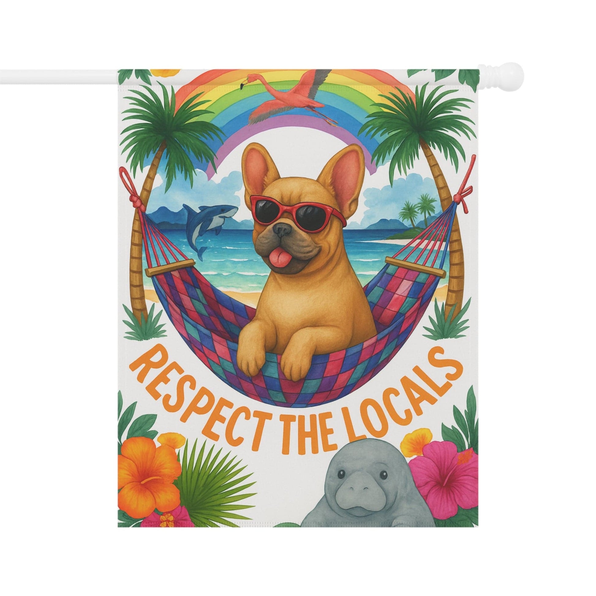 Fawn French Bulldog Protect Locals Garden Flag