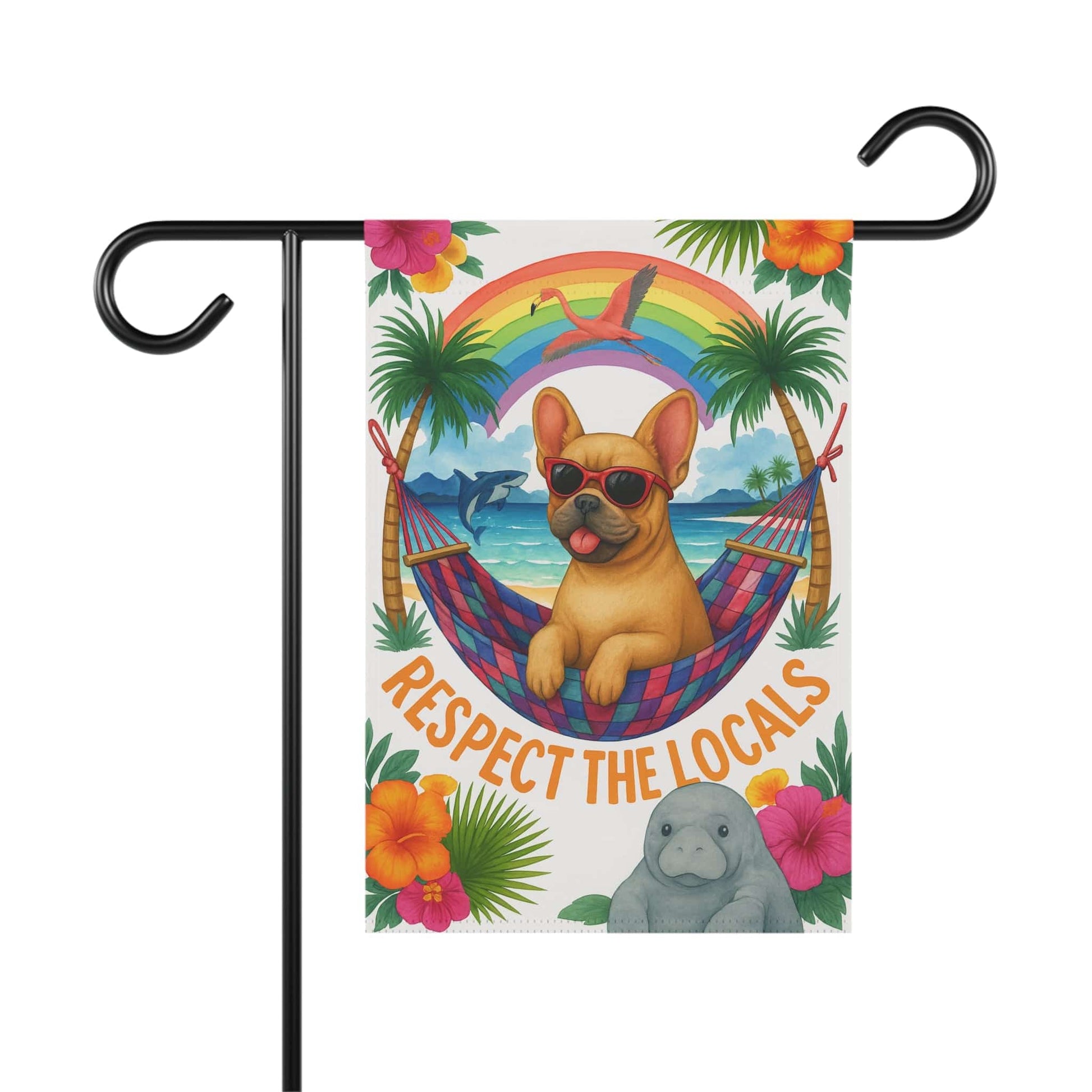 Fawn French Bulldog Protect Locals Garden Flag