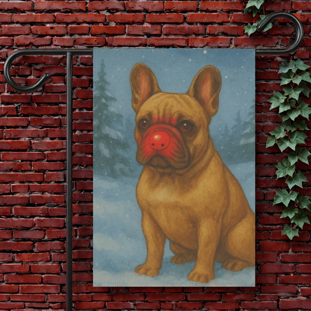 Fawn French Bulldog Reindeer Garden Flag 12'' × 18''