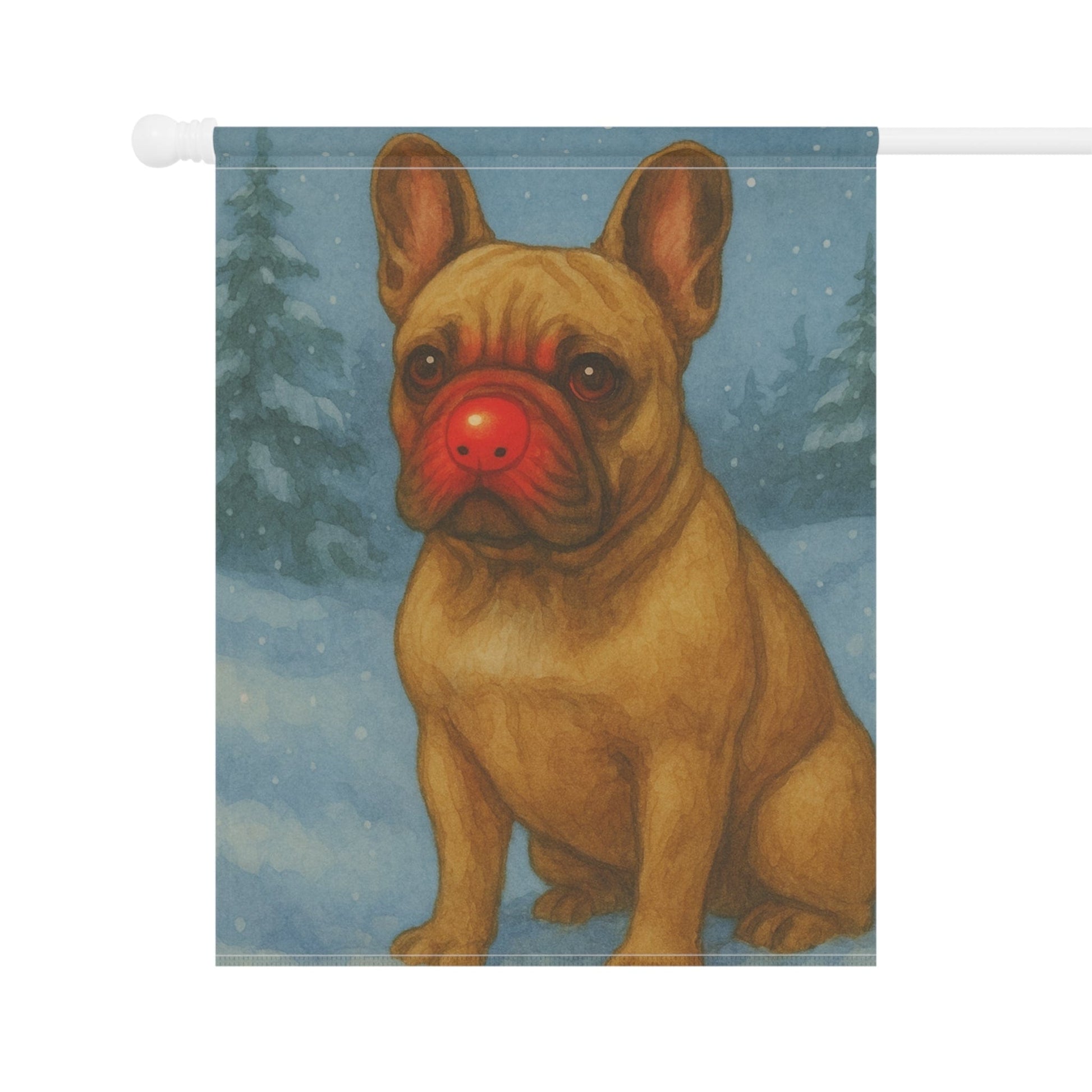 Fawn French Bulldog Reindeer Garden Flag