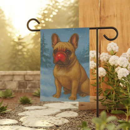 Fawn French Bulldog Reindeer Garden Flag