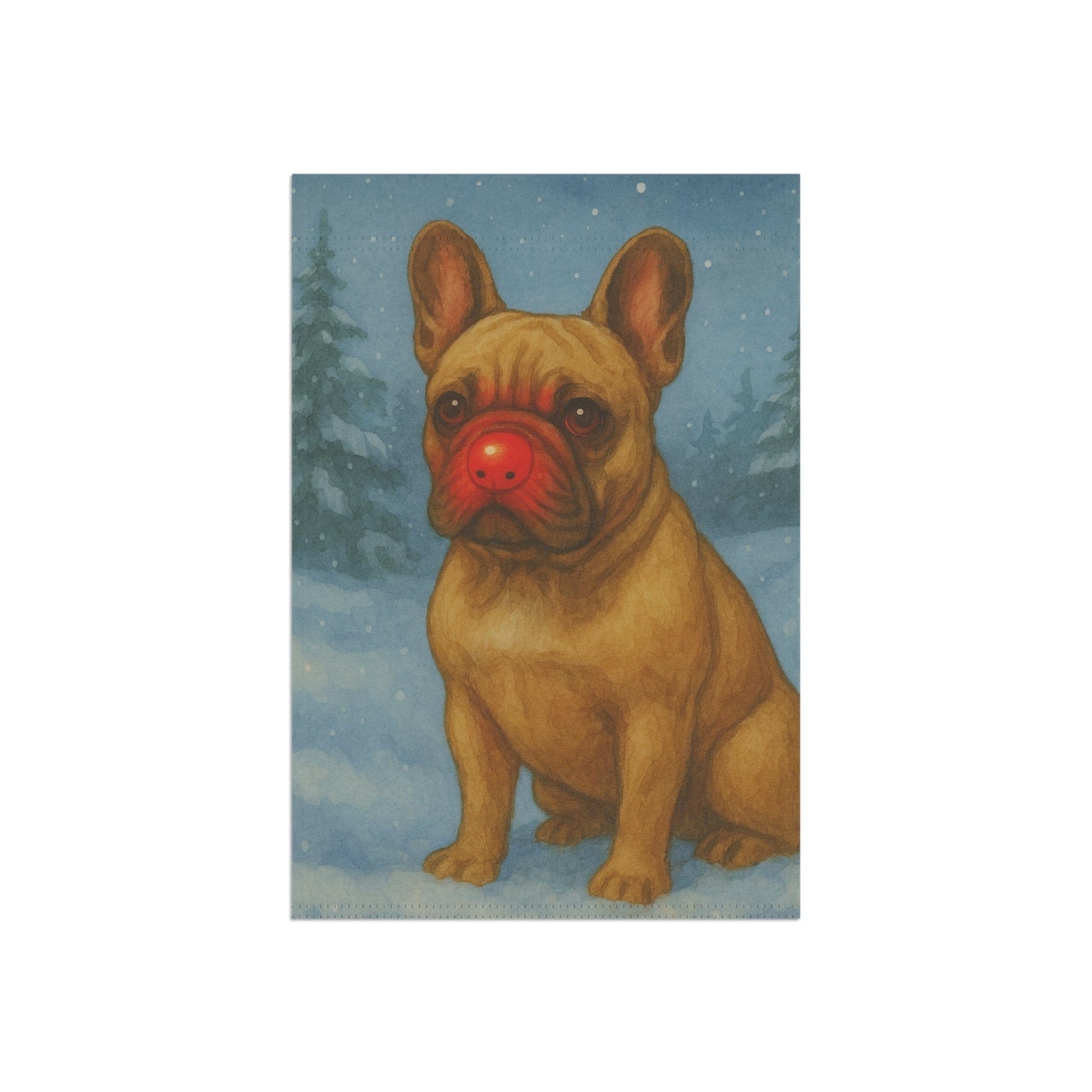 Fawn French Bulldog Reindeer Garden Flag