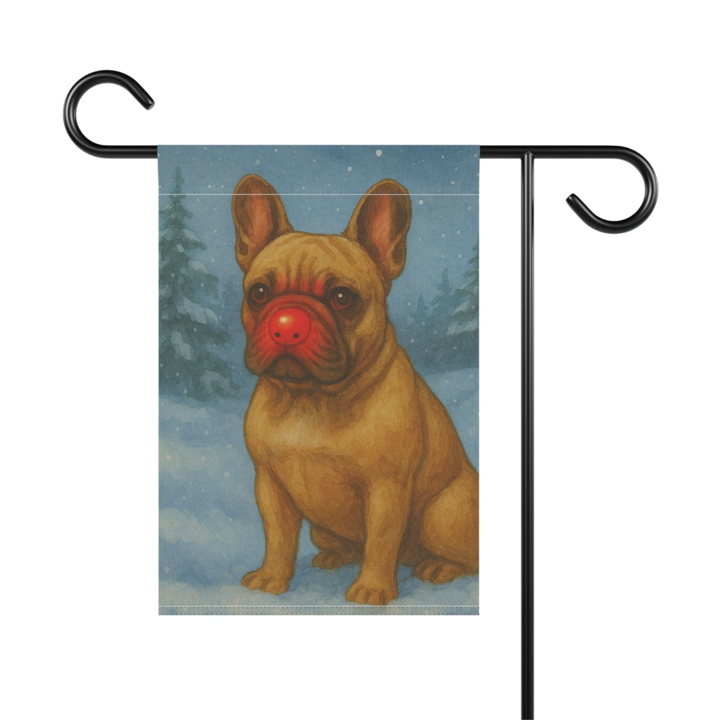 Fawn French Bulldog Reindeer Garden Flag