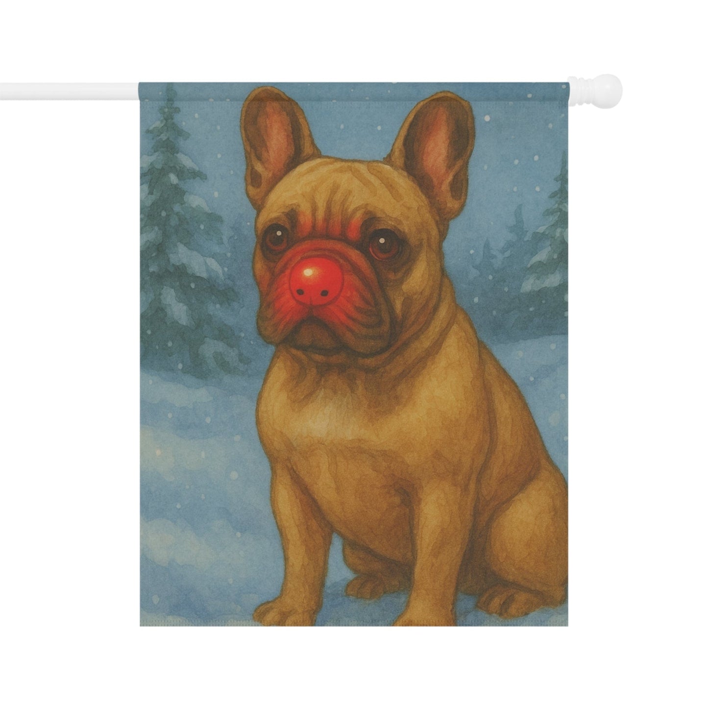 Fawn French Bulldog Reindeer Garden Flag