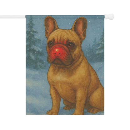 Fawn French Bulldog Reindeer Garden Flag