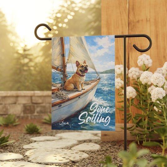 Fawn French Bulldog Sailing Boat Garden Flag