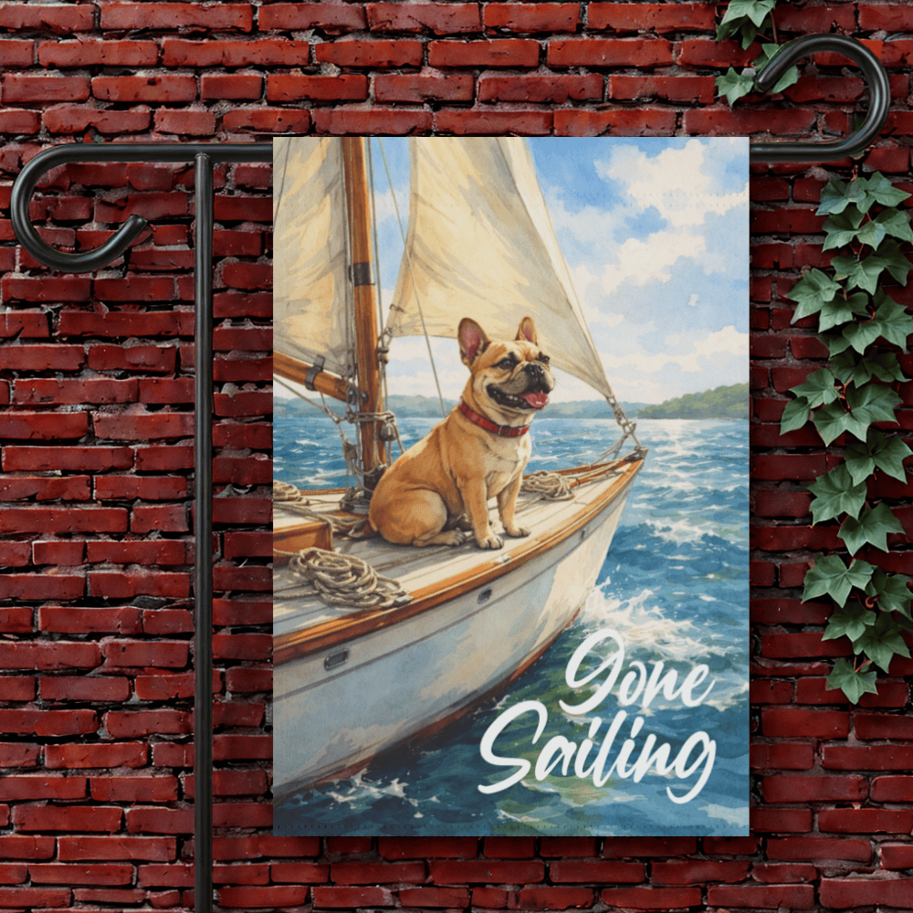 Fawn French Bulldog Sailing Boat Garden Flag 12'' × 18''