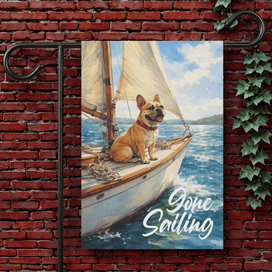 Fawn French Bulldog Sailing Boat Garden Flag 12'' × 18''