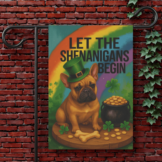 Fawn French Bulldog Saint Patricks Day Garden Flag 12'' × 18''