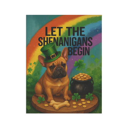 Fawn French Bulldog Saint Patricks Day Garden Flag