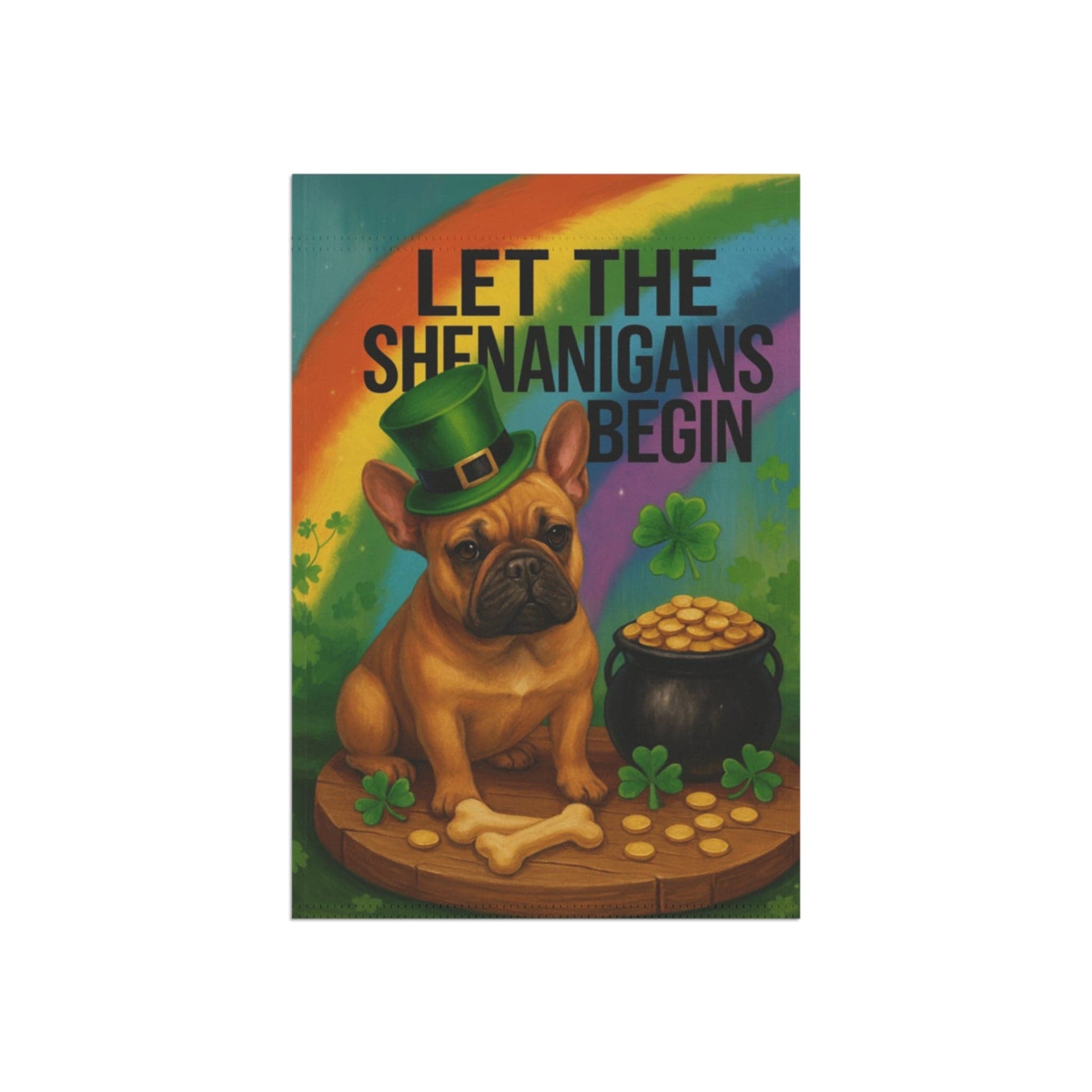 Fawn French Bulldog Saint Patricks Day Garden Flag